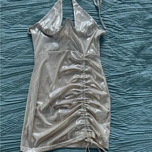 Elegant Silver Halter Dress